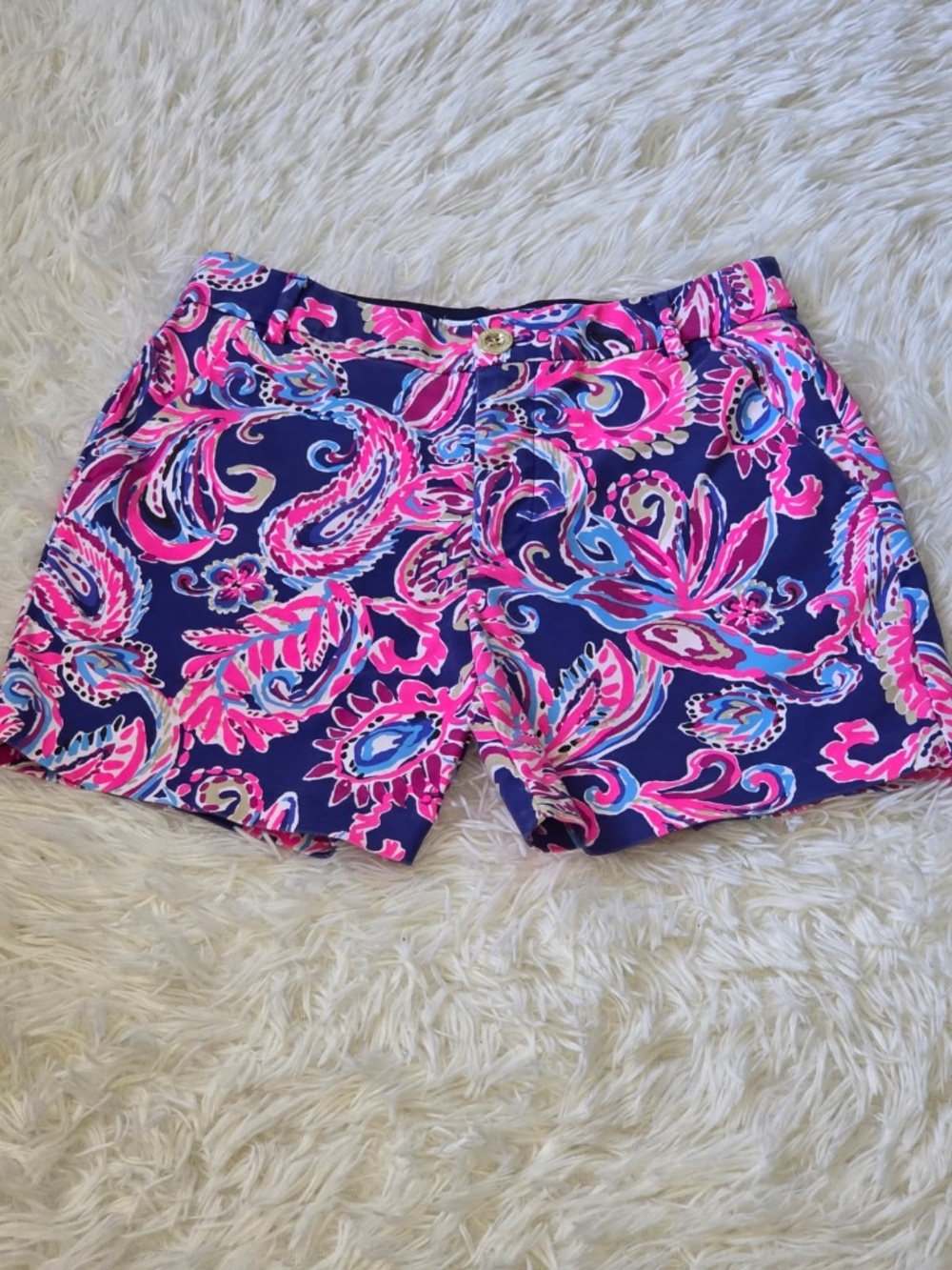 Lilly Pulitzer Navy Pink Blue Paisley Print Shorts